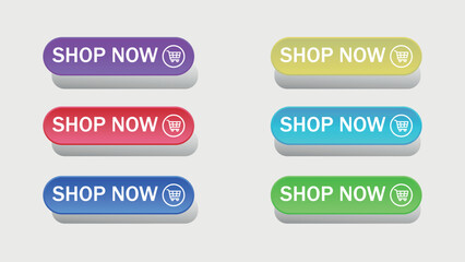Fototapeta premium Shop now web button collection design templates, buttons for vector