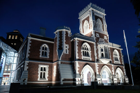 New Zealand Ministry Of Justice Auckland High Court. Night View.