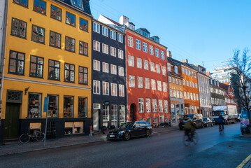 Colorful houses in the historical city center of Copenhagen, Denmark