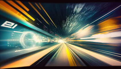 Technology screen with abstract high speed technology POV motion blur background