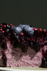 Blueberry Cheesecake on plate, close-up