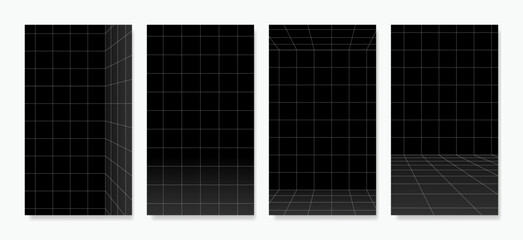 Vector grids with accurate lines on a dark background. Perfect for vertical background, ads, banners, and posters.