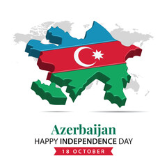 Azerbaijan Independence Day, 3d rendering Azerbaijan Independence Day illustration with 3d map and flag colors theme