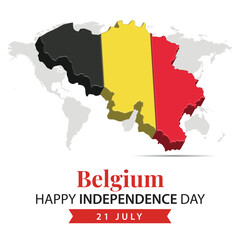 Belgium Independence Day, 3d rendering Belgium Independence Day illustration with 3d map and flag colors theme