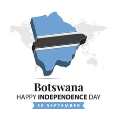 Botswana Independence Day, 3d rendering Botswana Independence Day illustration with 3d map and flag colors theme