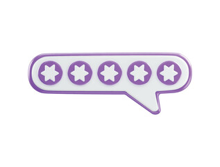 five star icon with speech bubble icon 3d rendering vector illustration