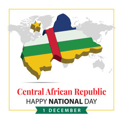 Central African Republic National Day, 3d rendering Central African Republic National Day illustration with 3d map and flag colors theme