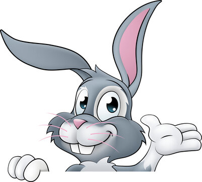 recommend clip art: Easter Bunny Rabbit Cartoon Character Peeking Sign