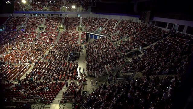 People at arena Armeec concert hall in Sofia, Bulgaria