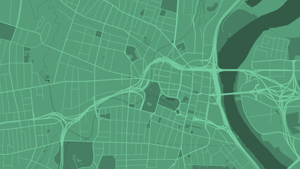 Background Hartford map, Connecticut, green city poster. Vector map with roads and water. Widescreen proportion, flat design roadmap.