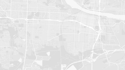 Background Little Rock map, Arkansas, white and light grey city poster. Vector map with roads and water. Widescreen proportion, flat design roadmap.