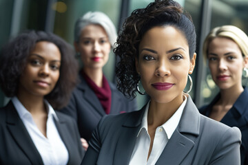 Fototapeta premium group portrait of businesswomen in suits. generative AI