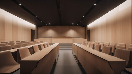 Fototapeta premium Salle de conférence, auditorium, sièges vides. Formation et séminaire de travail. (AI)