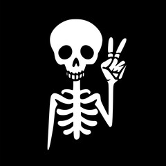 Skeleton Peace Sign | Minimalist and Simple Silhouette - Vector illustration