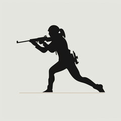 biathlon, silhouette, gun, soldier, vector, rifle, weapon, war, woman, black, illustration, people, person, golf, military, music, shooting, golfer, men, shooter, woman, boy, sport, generative ai
