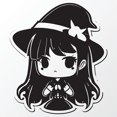 A sketch of a witch girl character 