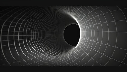 Abstract tunnel with a white mesh structure on a dark background