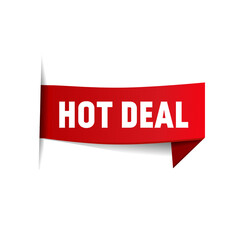 Hot deal ribbon banner template. Business concept design. Modern vector.
