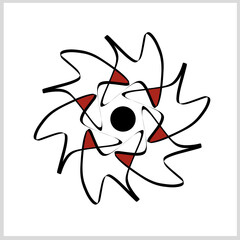 Flower icon black and red color. Vector Illustration for Icon, Symbol, Logo etc