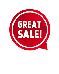 Great sale, promotion banner design template. Speech bubble. Vector illustration.