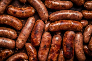 sausages, top view. generative ai
