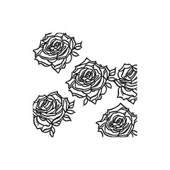 Fototapeta premium Nice Roses Vector artwork coloring page, coloring book, black outline hand drawn sketch. Vector element for natural, wedding design, plant, botanical illustration, coloring book, line art.
