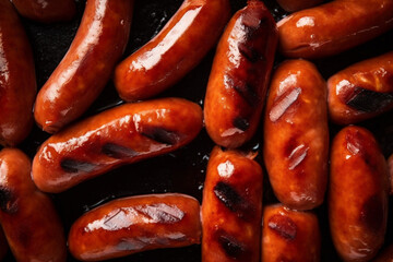 sausages, top view. generative ai
