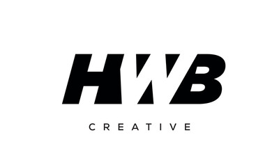 HWB letters negative space logo design. creative typography monogram vector	