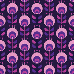 Retro seamless pattern with floral elements © deepika
