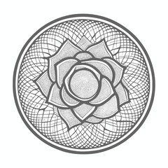 One Round Shape Cute Roses Vector artwork coloring page, coloring book, leaves, black outline hand drawn sketch. Vector element for natural, wedding design, plant, botanical illustration, coloring boo