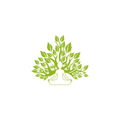 Yoga tree icon logo concept isolated on white background