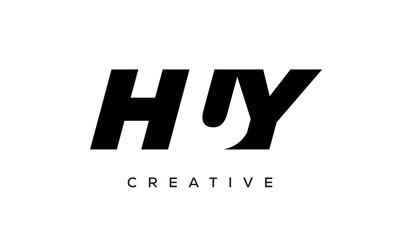 HUY letters negative space logo design. creative typography monogram vector	