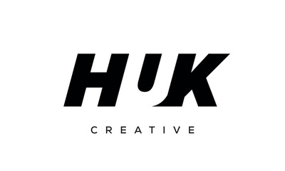 HUK letters negative space logo design. creative typography monogram vector	
