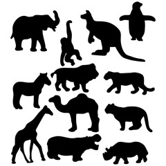 silhouette zoo animals