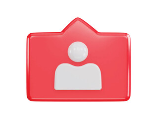 speech bubble with user 3d render icon - user profile message or social media follower notifications