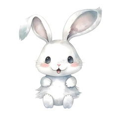 Obraz premium Cute isolated white Bunny. Isolated rabbit Illustration for Spring and Easter. Generative AI