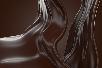 Splash of dark chocolate wave flow