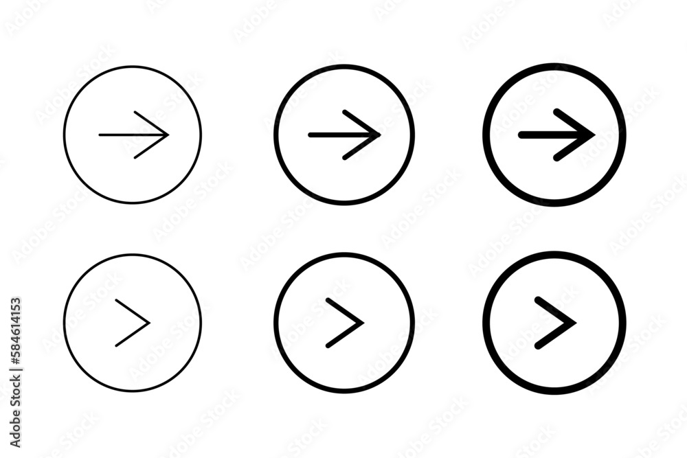 Aufkleber set of round arrow in various stroke line
