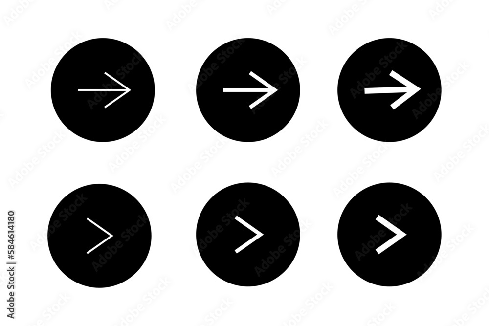 Aufkleber set of arrow i round shape button