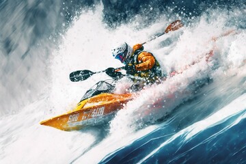 Fototapeta premium Kayak people downhill snow skiing. Generative AI