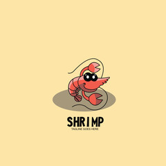 Shrimp mascot logo design illustration cartoon icon
