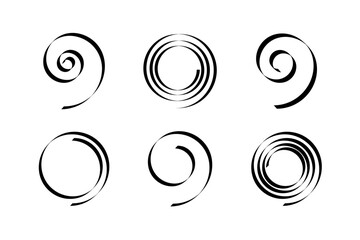 Spiral Design Elements Set. Abstract Swirl Icons.