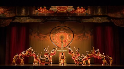 A group of Chinese acrobats performing in a grand theater Generative AI