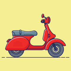 Scooter Vector Illustration, Cartoon Scooter Sticker, Scooter New Style Cartoon Icon Illustration Motorbike, Flat Motorcycle Vehicle Icon Vector