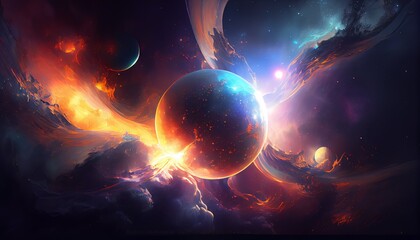 Galaxy Ambient Outer Space Cosmic Amazing AI Generated Colorful Mesmerizing Artwork Pattern Background