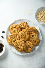 Traditional oatmeal cookies with raisins