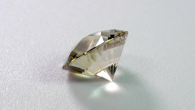 A full 360 degrees video of a Brilliant cut natural Quartz with Light Citrin color and Defiance design