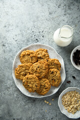 Traditional oatmeal cookies with raisins