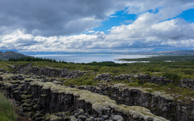 Silfra fissures on the Mid-Atlantic ridge at Lake Thingvallavatn, Iceland