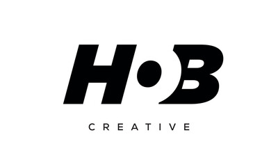 HOB letters negative space logo design. creative typography monogram vector	